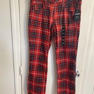 Hot Topic denim Skinny Jeans Tartan Plaid 34x32